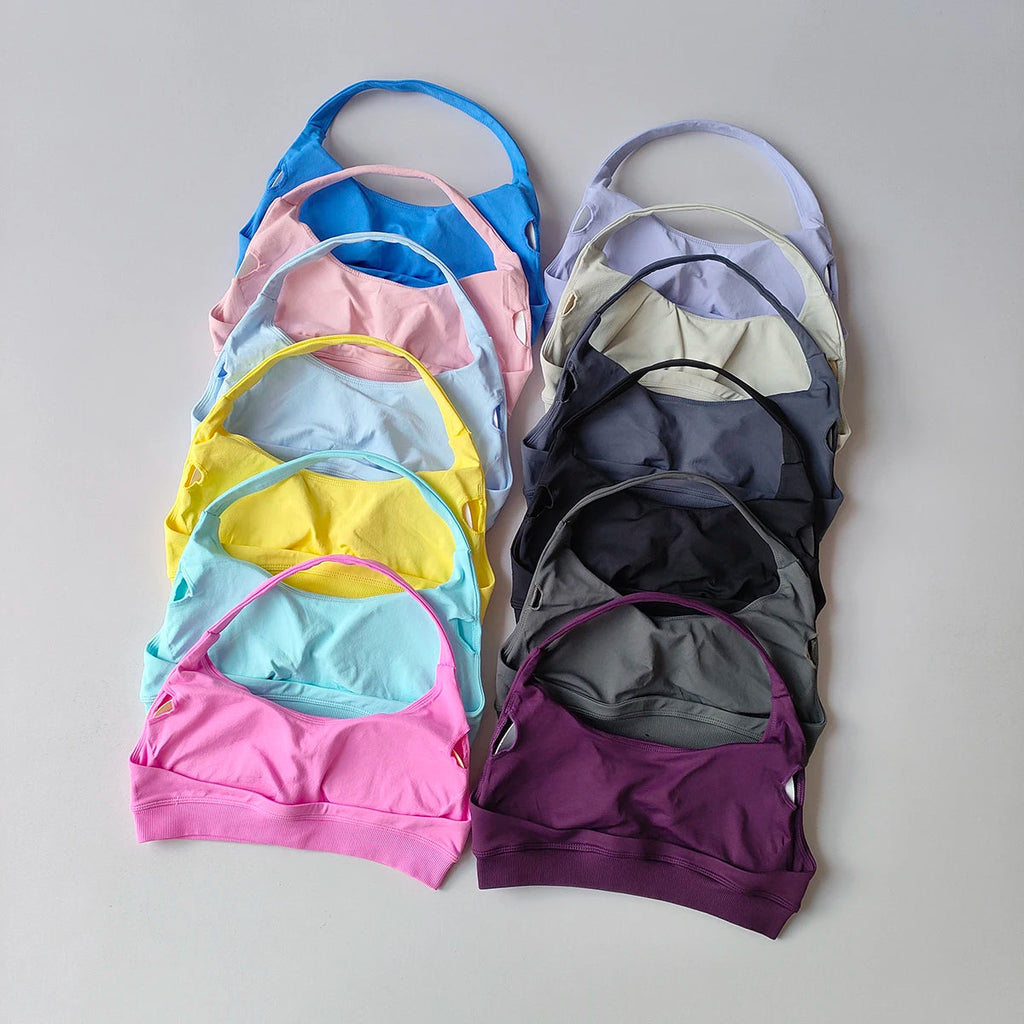 Women's Sexy Hanging Neck Sports Bra Quick Dry Fitness Beauty Back Training Running Sports Bra Comfortable Support Yoga Bras Aviola