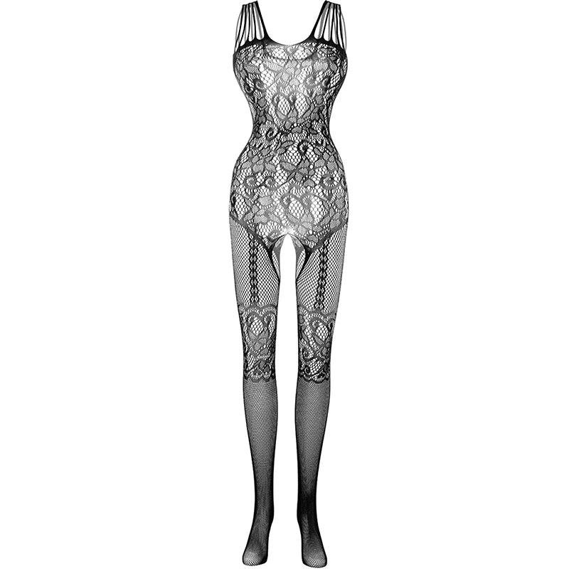 See Through Erotic Open Crotch Lingerie Women Mesh Hollow Bra Set Sexy Bodysuit Lace Rose Print Bodystockings Porn Underwear Set Aviola