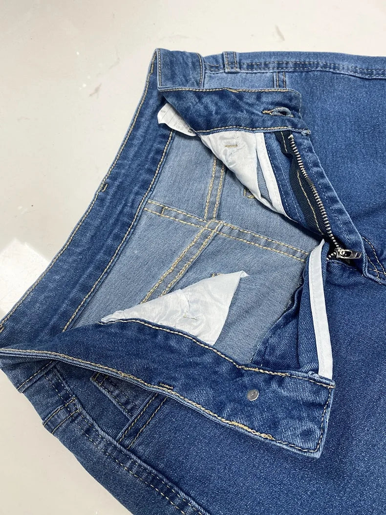 Mom Jeans Women Denim Pant Wide Leg Long Pants Y2k Streetwear High Waist Straight Trousers Elegant Temperament Spring 2025 Aviola