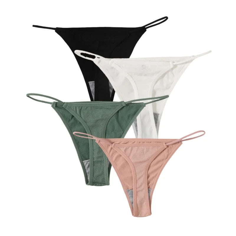 4Pcs/Set Women G-String Seamless Panties Underwear Sexy Lingerie Low Rise Thongs Female G-String High Cut Pantys Aviola