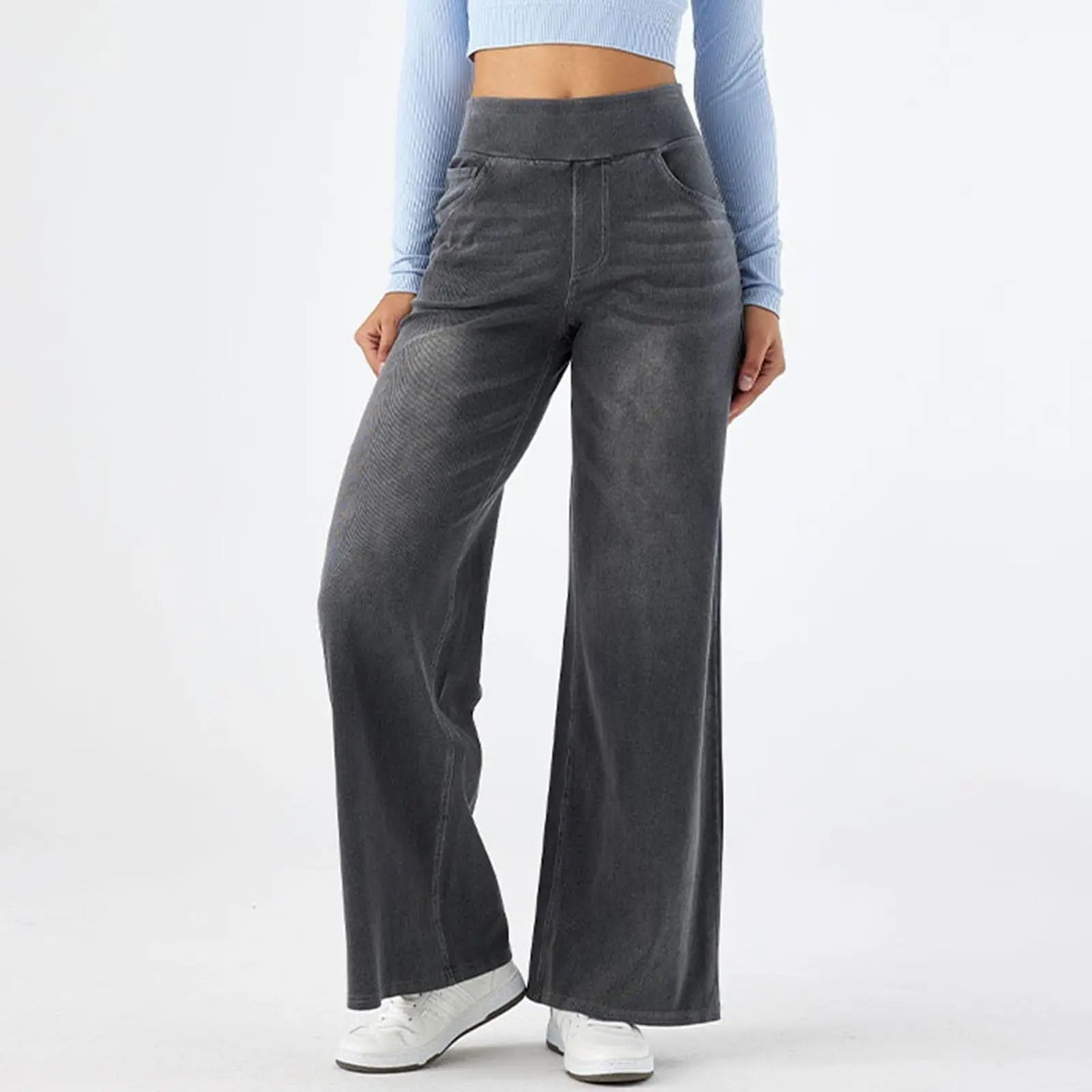 Women Jeans Denim Pant Wide Leg Long Pants Y2k Streetwear Elastic Waist Straight Trousers Elegant Mom Jeans Temperament Casual Aviola
