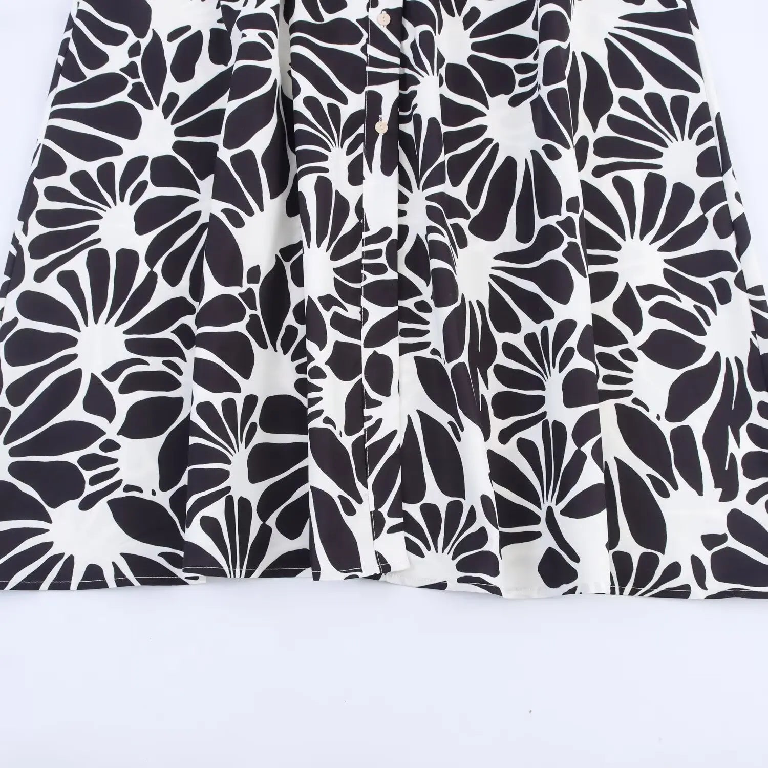 BM&MD&ZA2025 Women's Summer New Belt Decorated Casual Elegant Collared Short Sleeve Shirt Style Mid Length Printed Dress Aviola