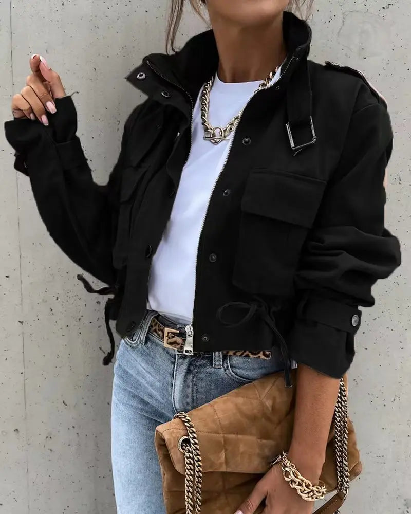 2023 Autumn Women Geometric Jackets Tops Vintage Print Long Sleeve Button Jacket Coat Ladies Leisure Outerwear Short Tops Aviola