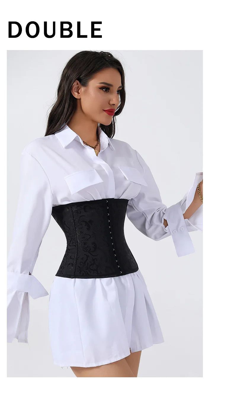 European Style Corset Shapewear Women with 3-Row Buckles Waist Trainer Bodice Slimming Bust Lifter Tight Fit Fashion Shaping Top Aviola