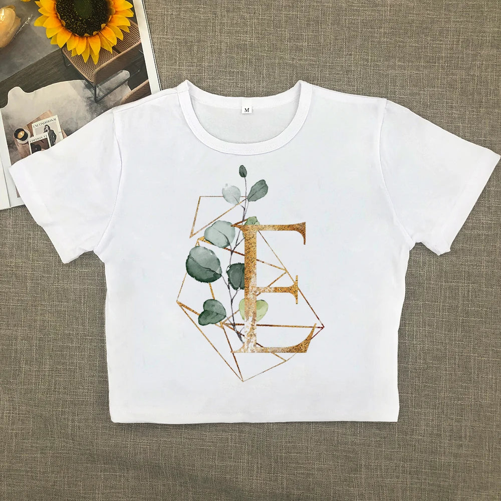 2024 Europe and the United States new printed art letter short sleeve women with street women T-shirt Y2K Aviola