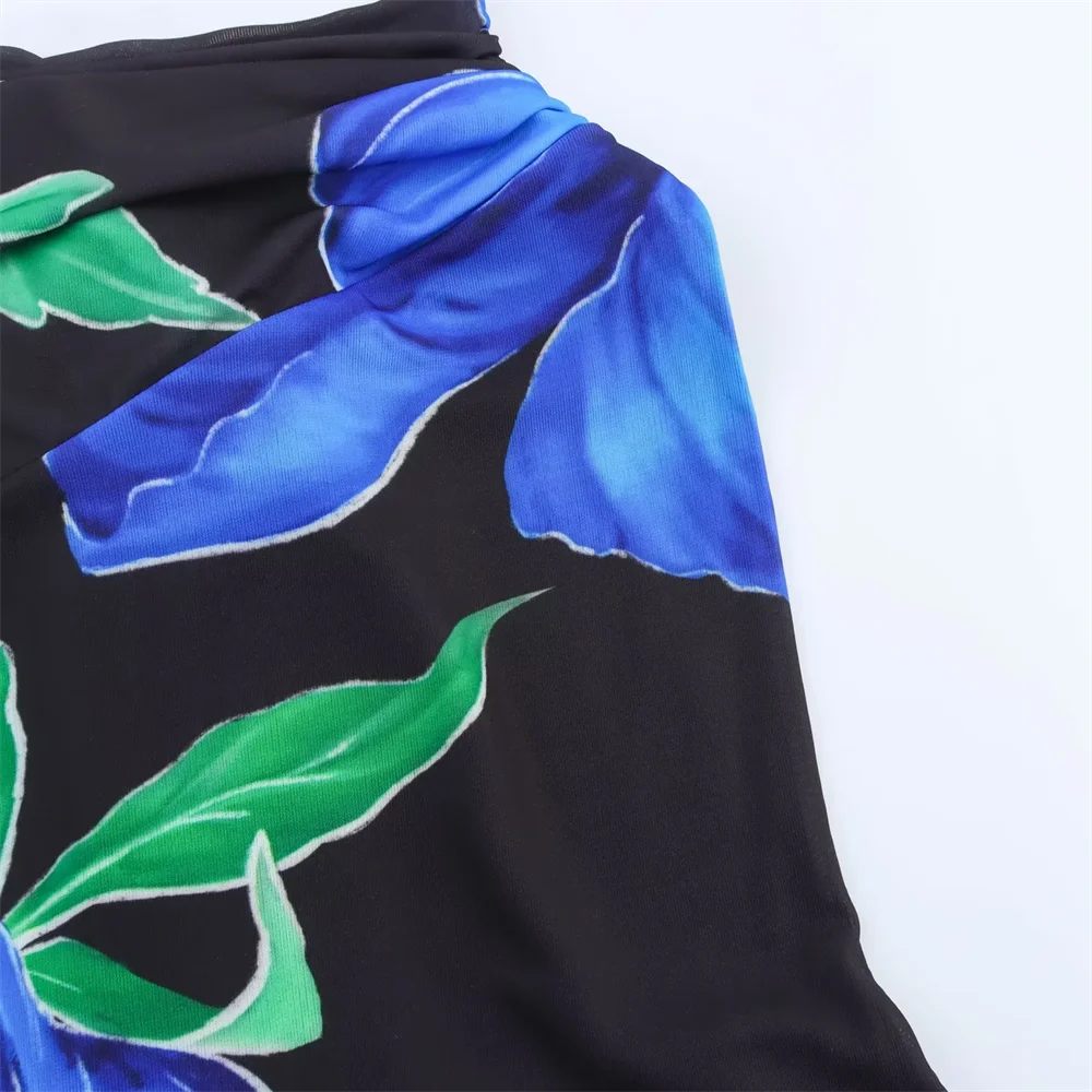 BM&MD&ZA2025fashion printed stand-up collar backless slim fit temperament sleeveless dress summer new women's clothing Aviola