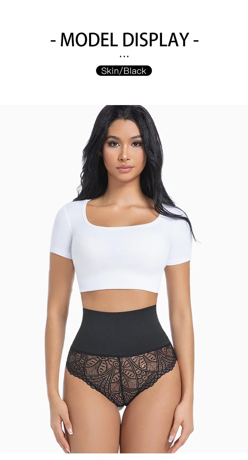 Women's Lace Tummy Control Panties High Waist Slimming Shaper Briefs Sexy Body Shapewear with Butt Lifting and Hourglass Fit Aviola