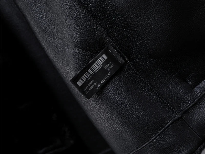 RARF 2025 new Fall/Winter new women's black fashion temperament inner leather faux fur jacket short coat top Aviola