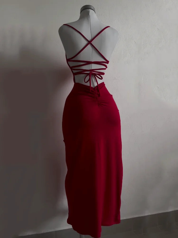 2024 explosive new dress summer high sensibility halter strap Spice Girl bag hip dress Aviola