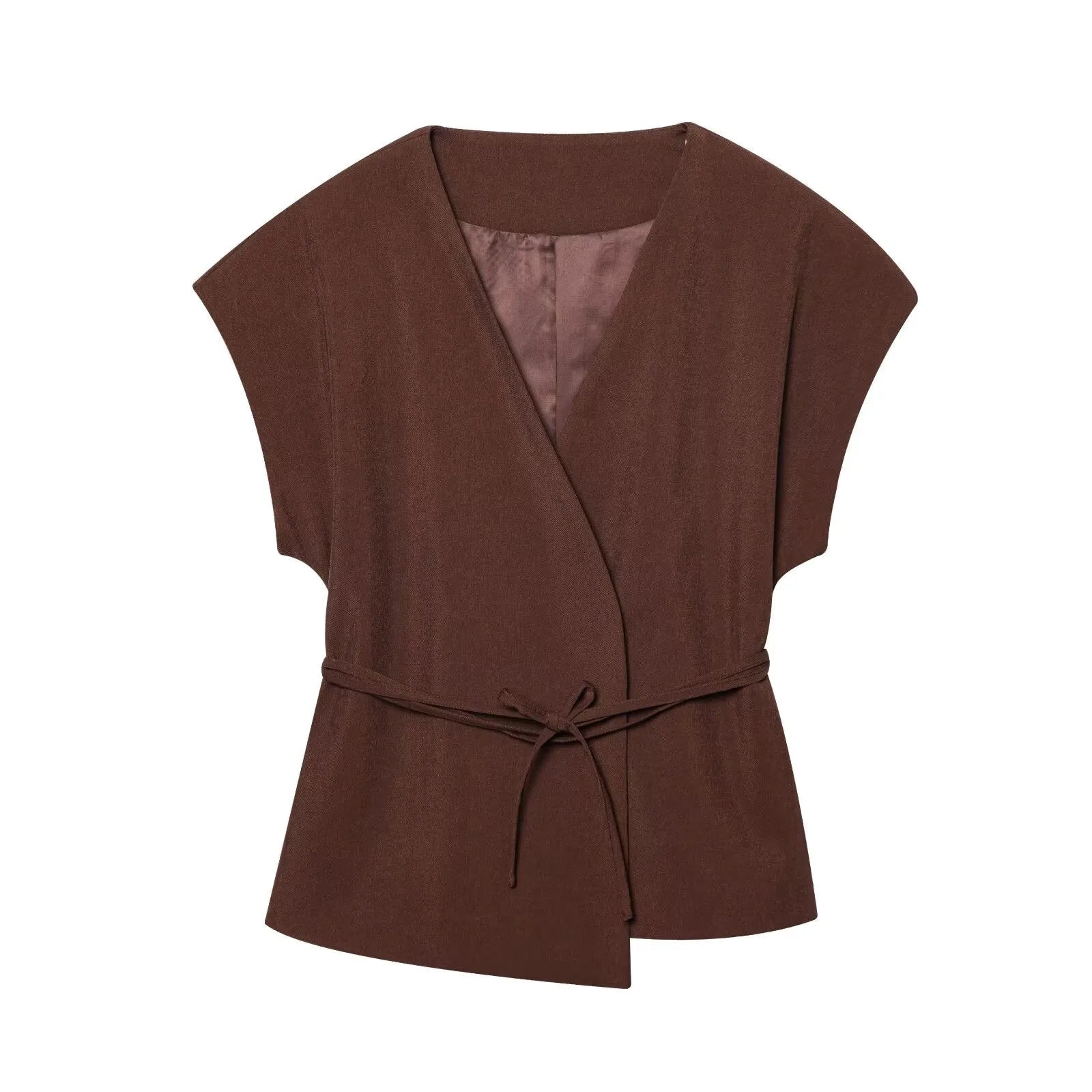UNIZERA 2025 New Arrivals Women's Wear Elegant V-neck Sleeveless Lace-up Vest Jacket + High-waisted Casual Wide-leg Pants Set Aviola