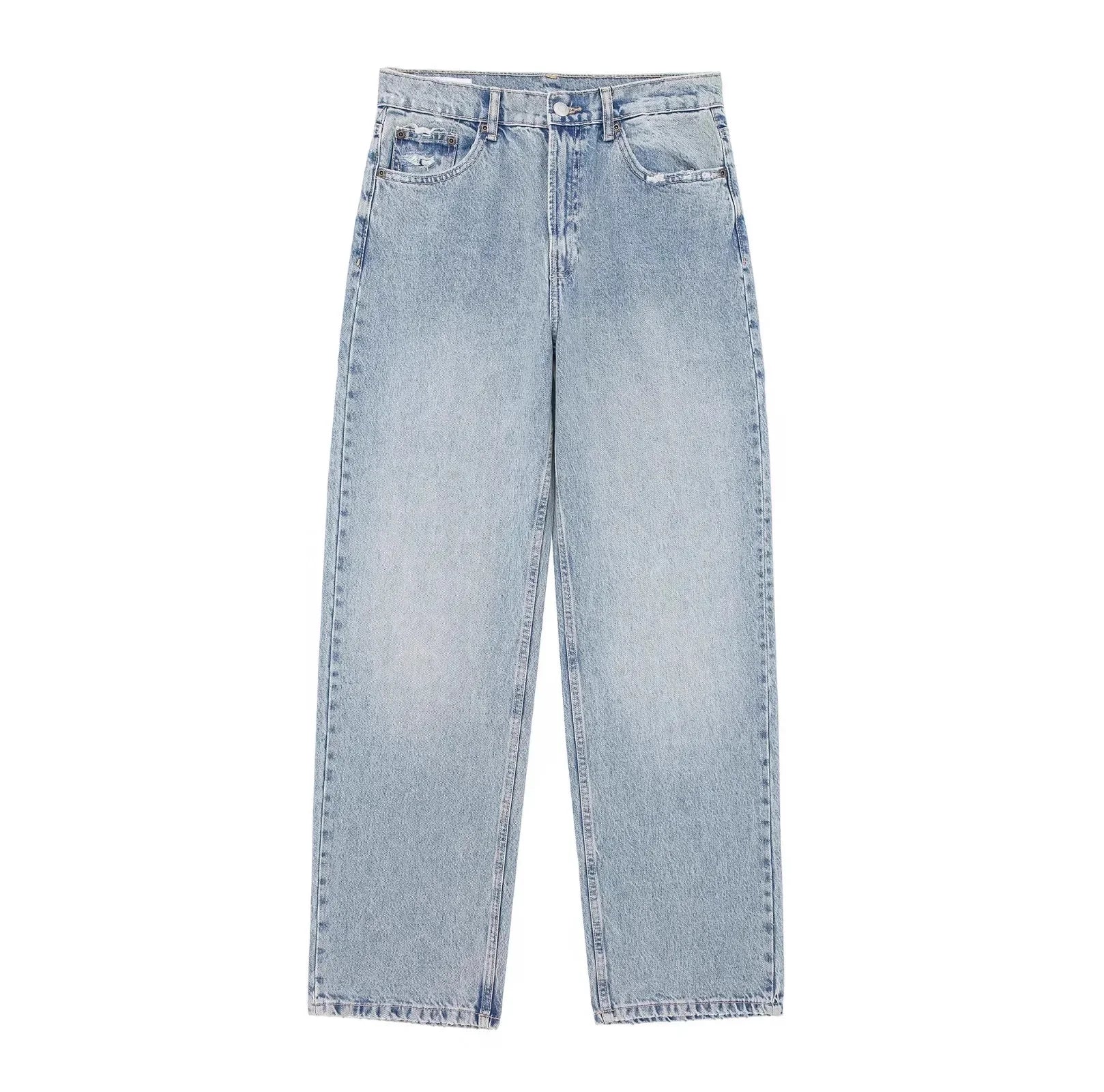 Ripped Jeans for Women Hole Pants Streetwear Low Waist Washed Distressed Pockets Denims 2025 Mom Jeans Vintage Straight Trousers Aviola
