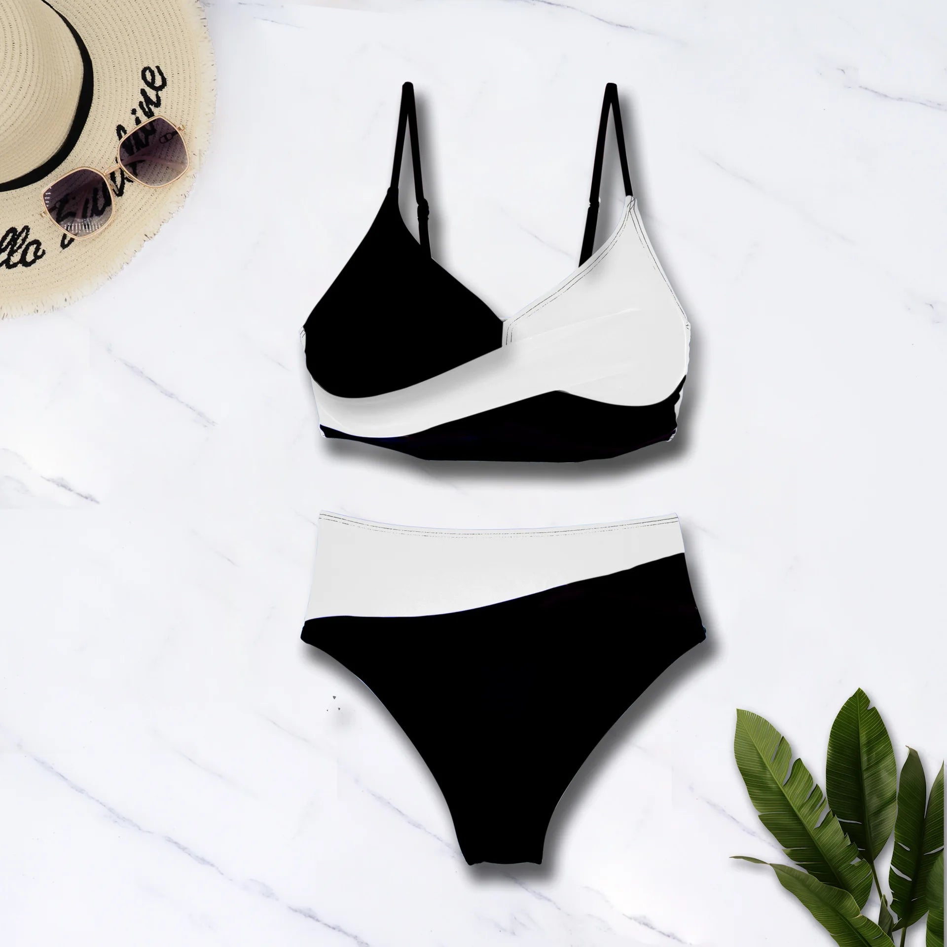 New Sexy High Waist Bikini 2025 Cross Backless Women Swimsuit Patchwork Tight Beachwear Bikini Set Seaside Sling Pool Swimwear Aviola