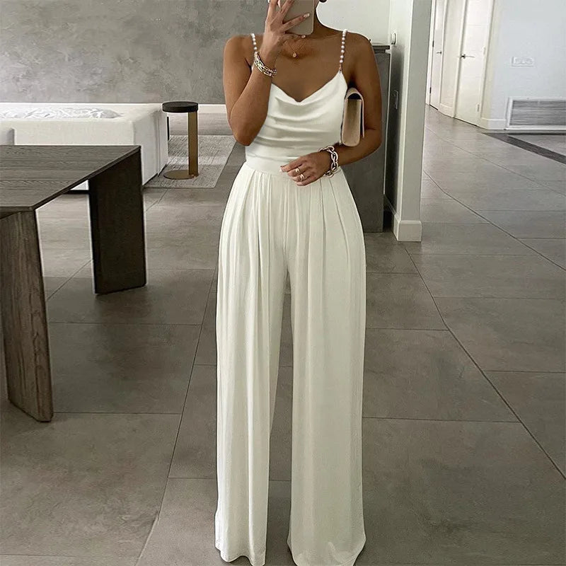 Jumpsuit Women Sexy Sleeveless Suspended Overalls Summer Backless Romper Elegant Party Club Prom High Waist Night Jumpsuits Aviola
