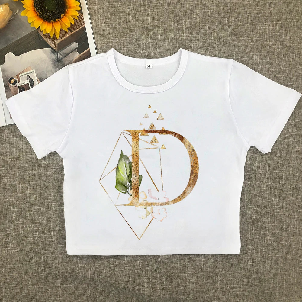 2024 Europe and the United States new printed art letter short sleeve women with street women T-shirt Y2K Aviola
