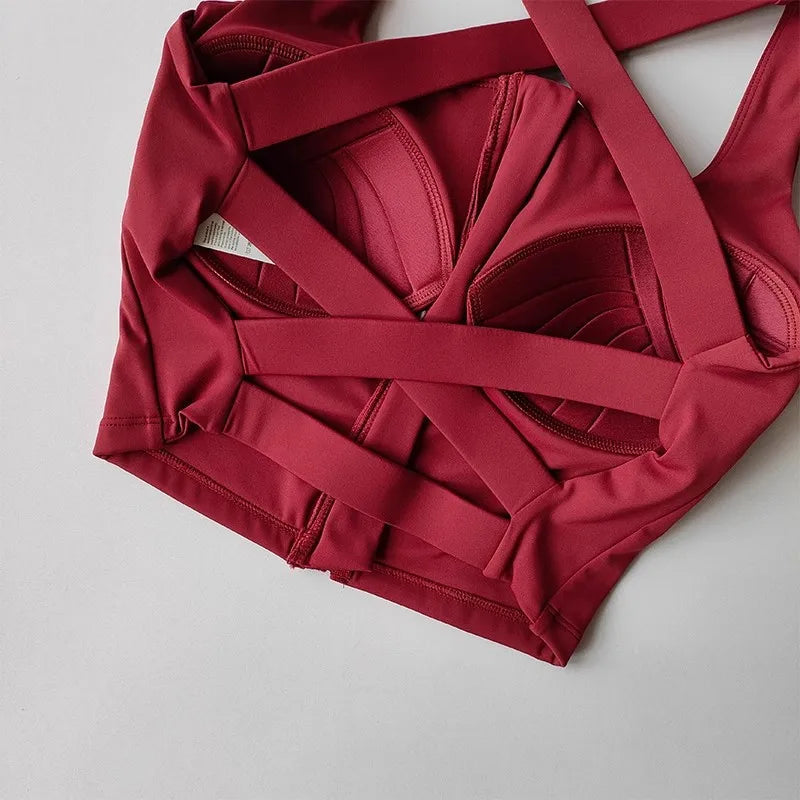 Women Fitness Underwear Yoga Bras cross Back Beauty Sports Bras Front Zippe Top Bra Sexy Breathable Underwear For Women Gym Top Aviola