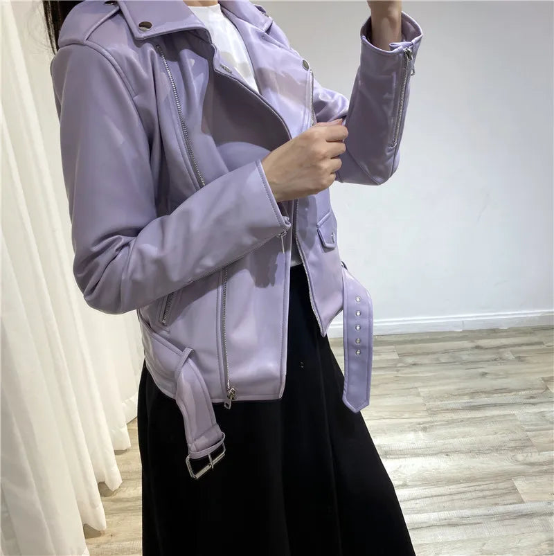 RARF Spring and Autumn 2024 The new belt detachable epaulet motorcycle jacket leather jacket Aviola