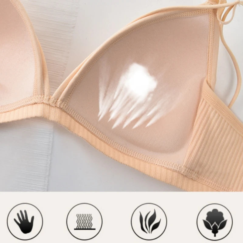 Push Up Bra Non-Wire Brassiere Low Waist Thongs Women Cotton Lingerie Set Padded Bralette Female Sexy Underwear Set Aviola