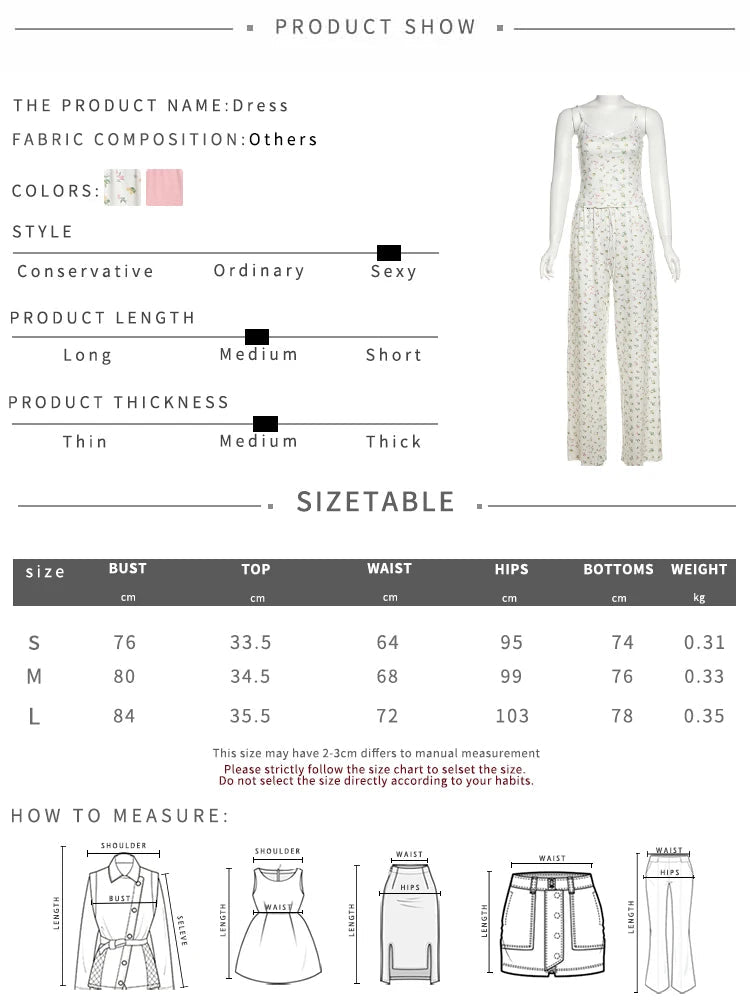 Nibber Floral Prints 2-Piece Set Women Patchwork Bows Low-Neck Suspender Tops+Bandage Loose Trousers Leisure Comfortable Suits Aviola