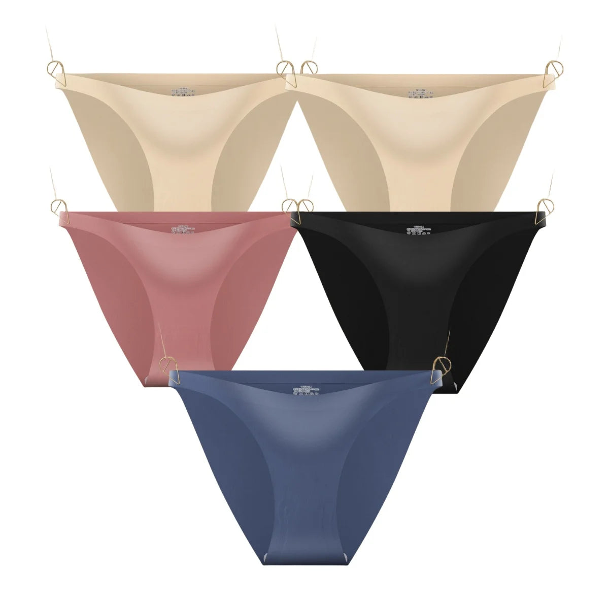 5Pcs/Set Seamless Briefs Ice Silk Panties Women Sexy Underwear Low Waist Underpants Female Solid Color Ultra-thin Lingerie Aviola