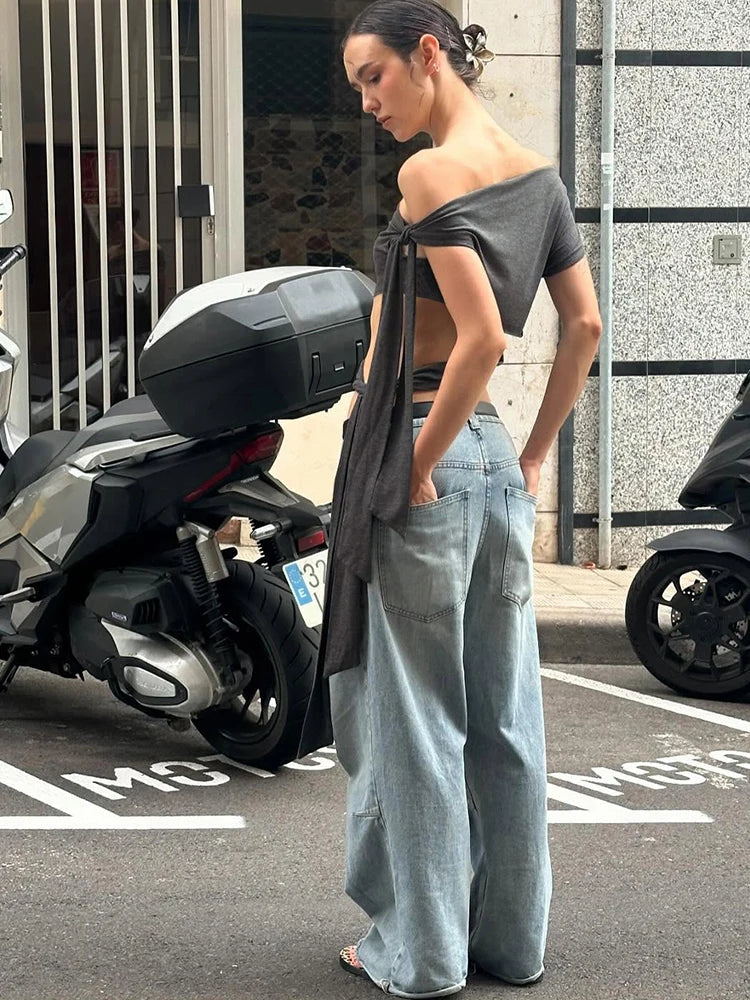 Nibber Hottie Hollow Bandage Tank Tops Women Ribbon One Shoulder Solid Summer Trend Wild Midnight Club Skinny Irregular Vest Aviola