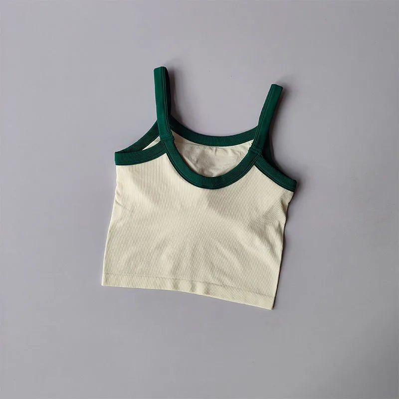 2024 New Sexy Sports Bras Women Fitness Vest Sports Top Tank Top Push Up Bra Running Fitness Breathable Stitching Color Yoga Bra Aviola