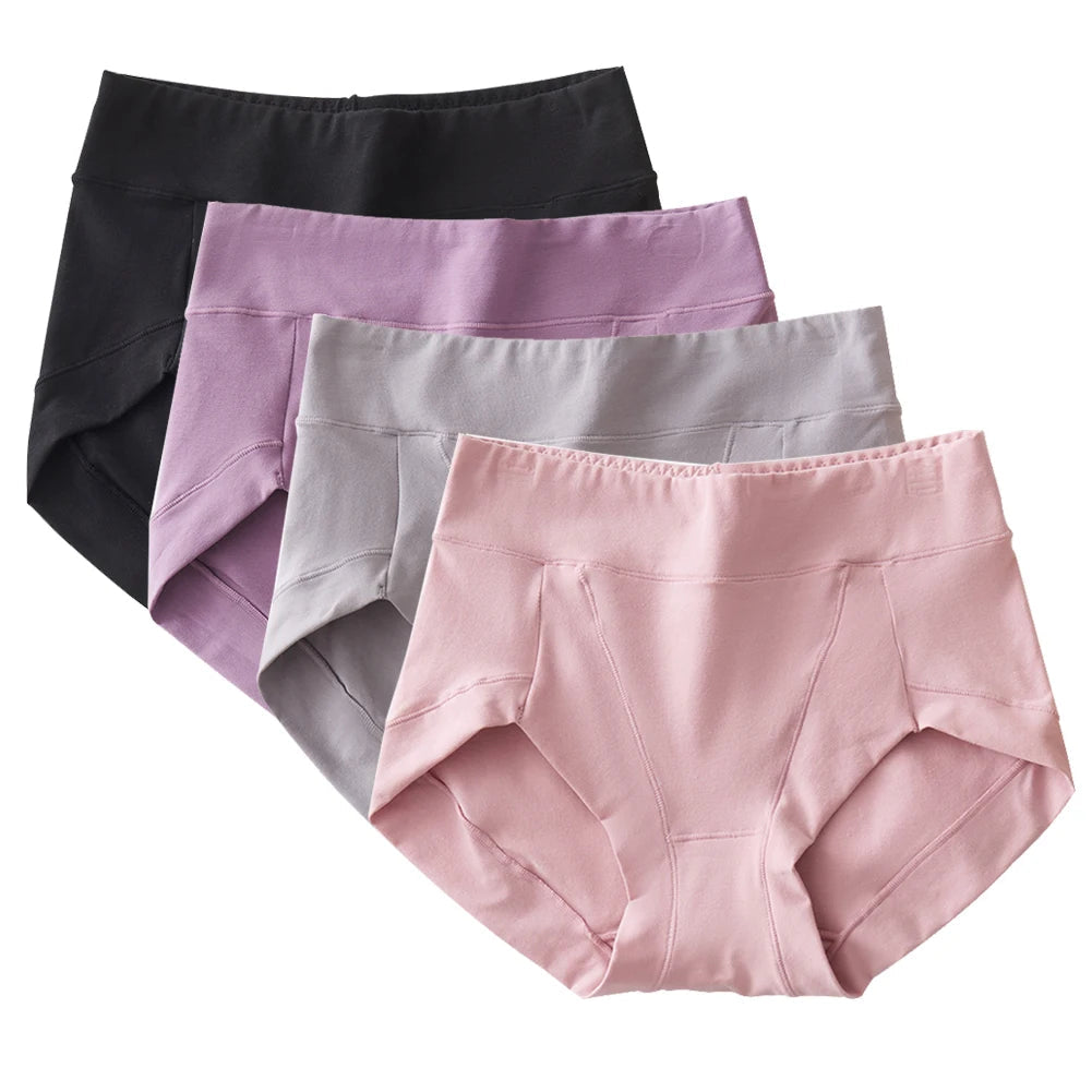 4PCS/Set High-waisted cotton underwear Womens Underwear Soft Cotton Knickers Briefs Basic Ladies Panties Panties Multipack Aviola