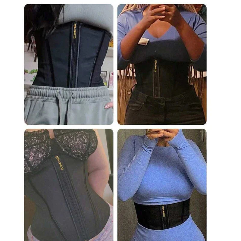Women Latex Waist Trainer Shapewear 13 Bones Corset with Zipper and 3-Row Hook Tummy Control Body Shaper Slimming Cincher Belt Aviola