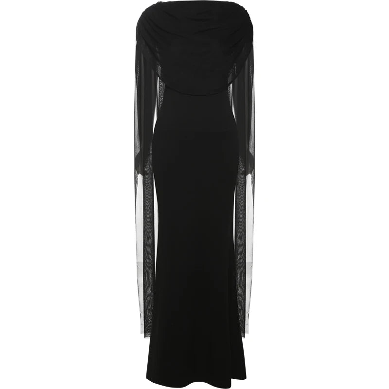 Nibber Backless Maxi Dress Women Folds Tassel Sleeveless Skinny Solid High Stretch Elegant Banquet  Birthday Party Long Bodycon Aviola