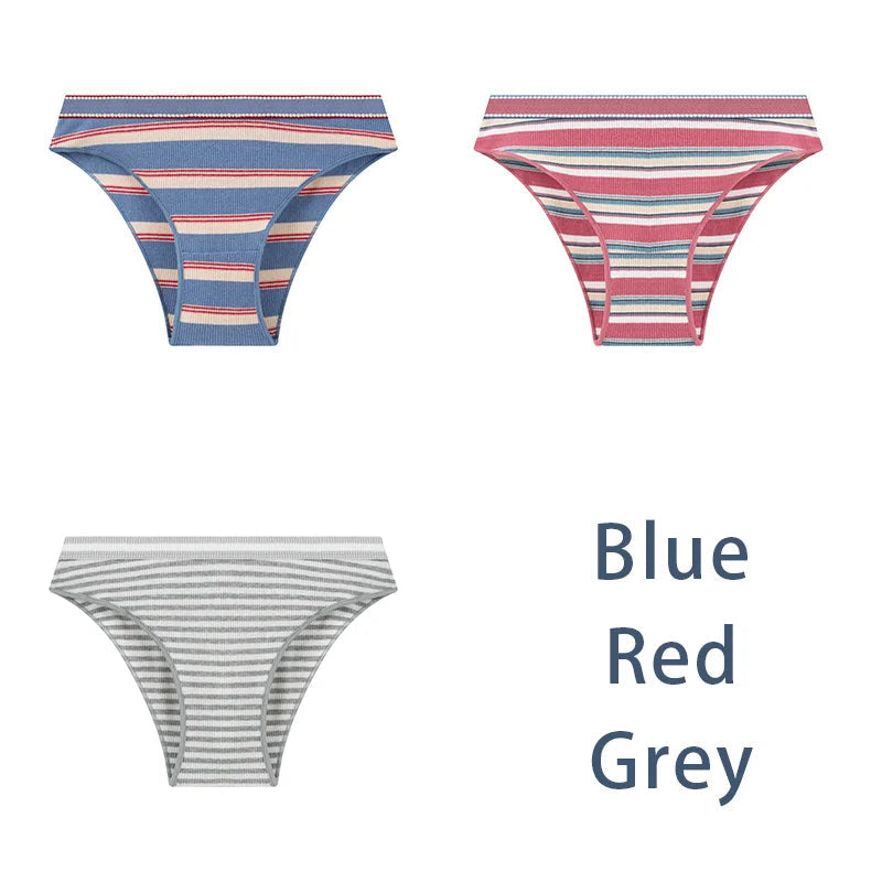 3PCS/Set Women Cotton Sexy Striped Panties Female Low Waist Underwear Classic Comfort Lingerie Girls Cute Briefs Aviola