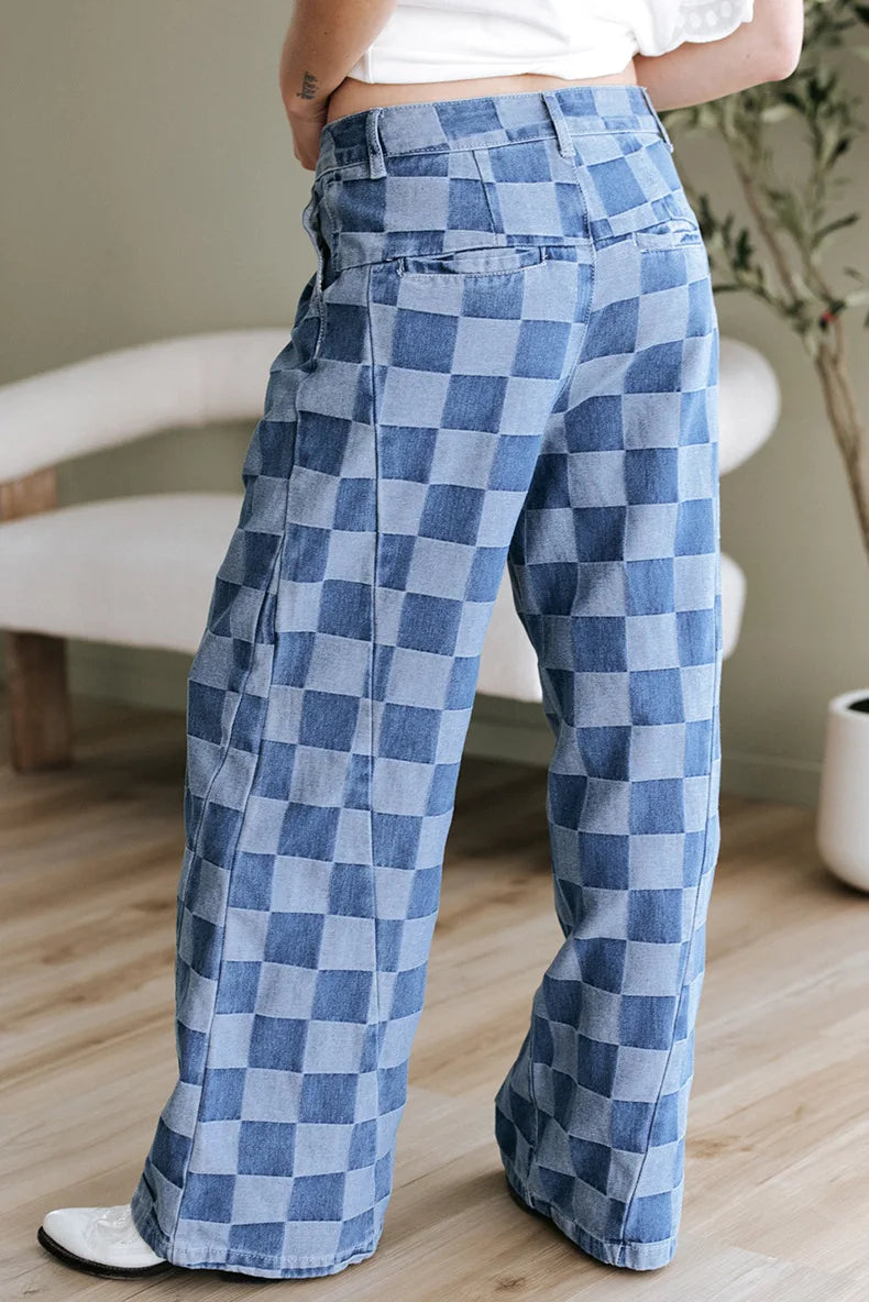 Denim Pant Women Mom Jeans Wide Leg Long Pants Casual Loose High Waist Straight Trousers Y2k Streetwear Splice Punk Club 2025 Aviola