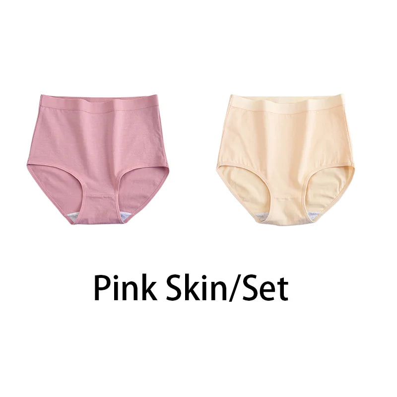 2PCS/Set Women Plus Size Panties Body Shaper Cotton Underwear Lingerie 6 Colors Sexy Female High Waist Seamless Briefs NKT2119-2 Aviola