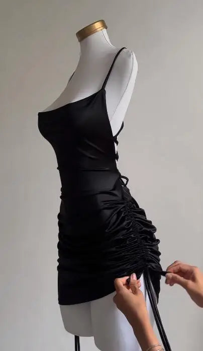 2024 Europe and the United States explosive new cross-border dress summer high sense lace-up sexy halter spice bag hip skirt Aviola