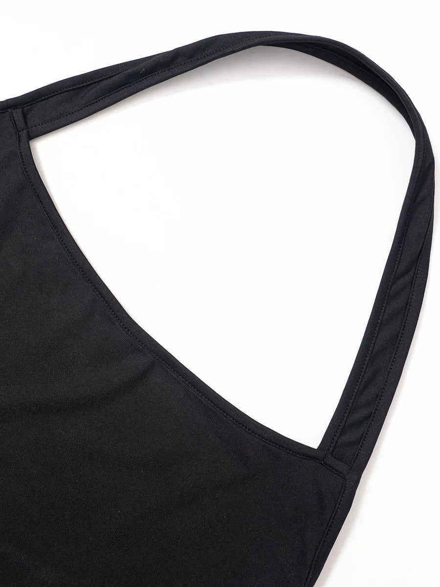 Y2K summer new solid color backless hollow hanging neck sexy spicy girl tight fitting dress Aviola