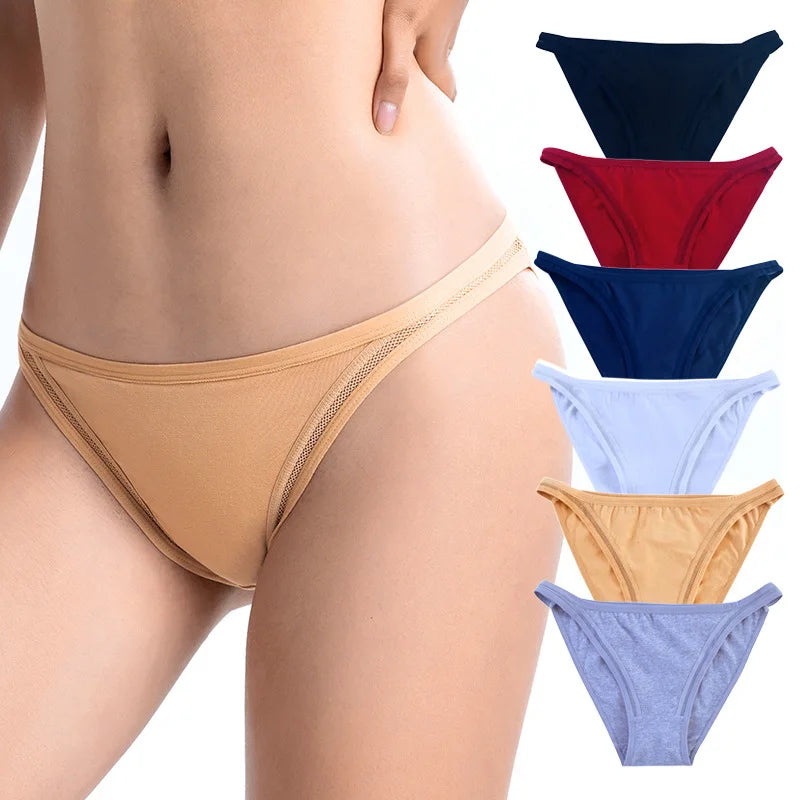 6Pcs/Set Cotton Panties Women Low Rise Briefs Seamless Underwear Sports Female Underpants Sexy Lingerie Aviola