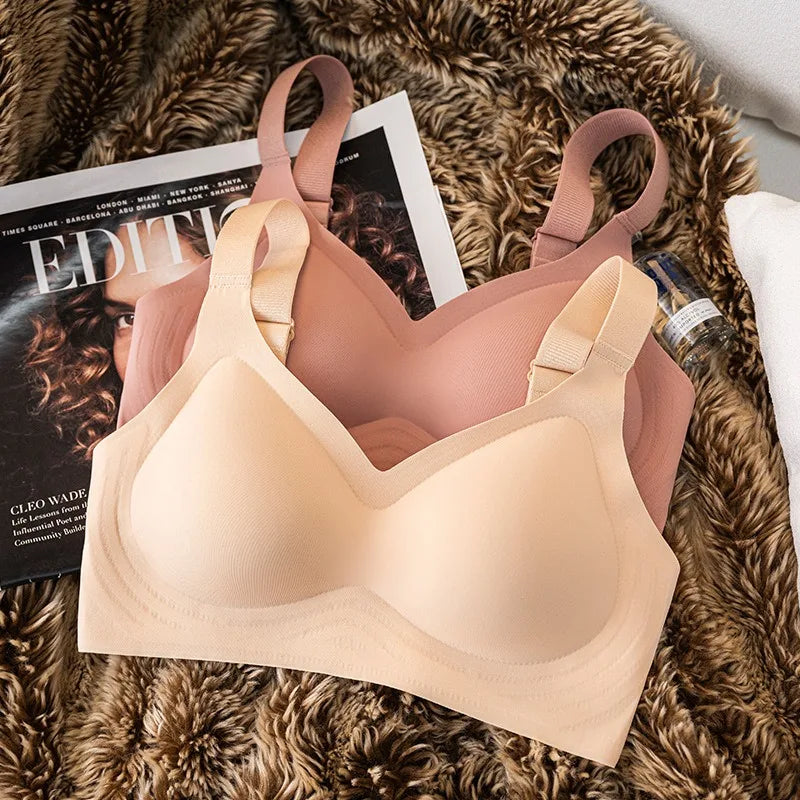 3Pcs/Set Seamless Bras For Women Padded Bra Non-wire Underwear Sexy Lingerie Wide shoulder Straps Brassiere Soft Tops Intimates Aviola