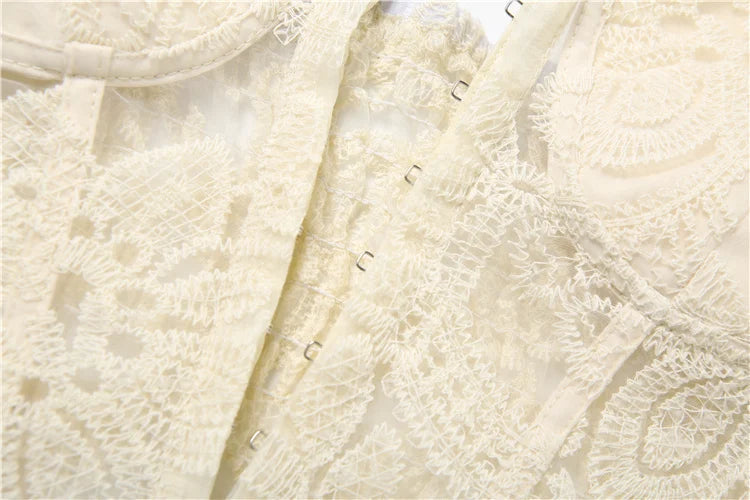 Nibber See Through Women Warp Sleeveless Lace Pattern Concealed Metal Buckle Backless Sexy Summer Trend Simple Midnight Mini Top Aviola