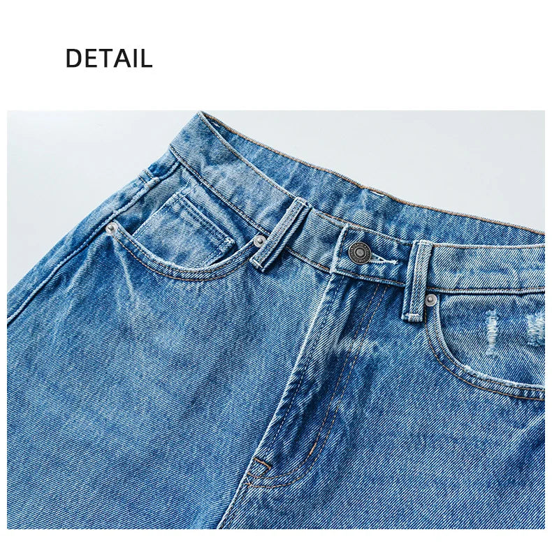 Denim Wide Leg Pants Women Jeans Floor Length High Waist Mom Jenas Washed Pockets Vintage Straight Trousers 2025 Streetwear Aviola
