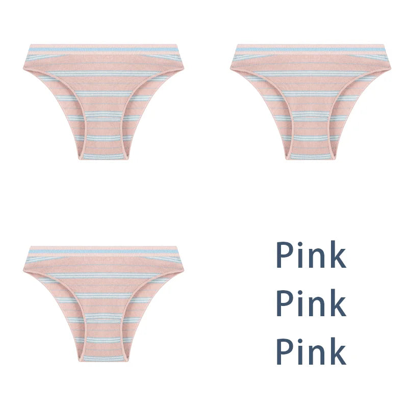 3PCS/Set Women Cotton Sexy Striped Panties Female Low Waist Underwear Classic Comfort Lingerie Girls Cute Briefs Aviola