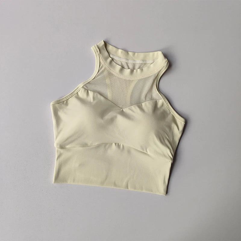 Women Breathable Mesh Shockproof Padded Gym Running Seamless Fitness Yoga Vest Gym Bra Tops Sexy Sports Bras for Women Gym Top Aviola