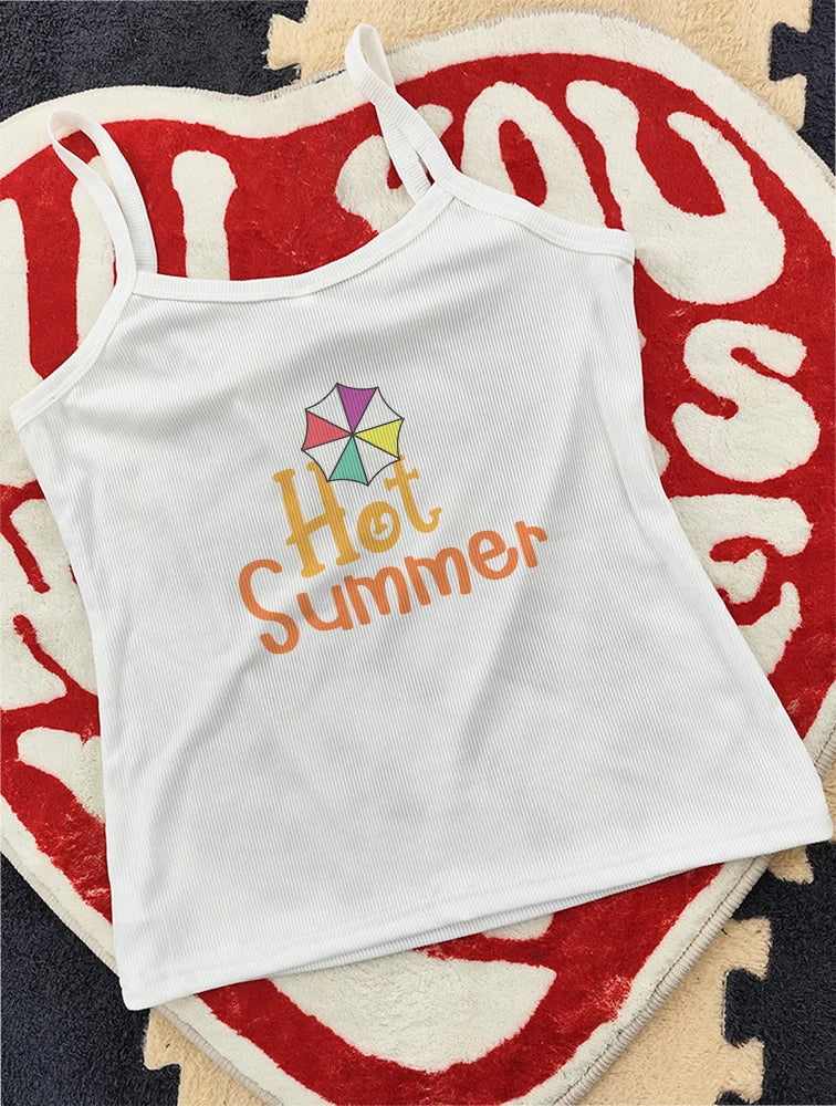2024 Europe and the United States street new print season art text short sleeve women Y2K women's T-shirt vest halter Aviola