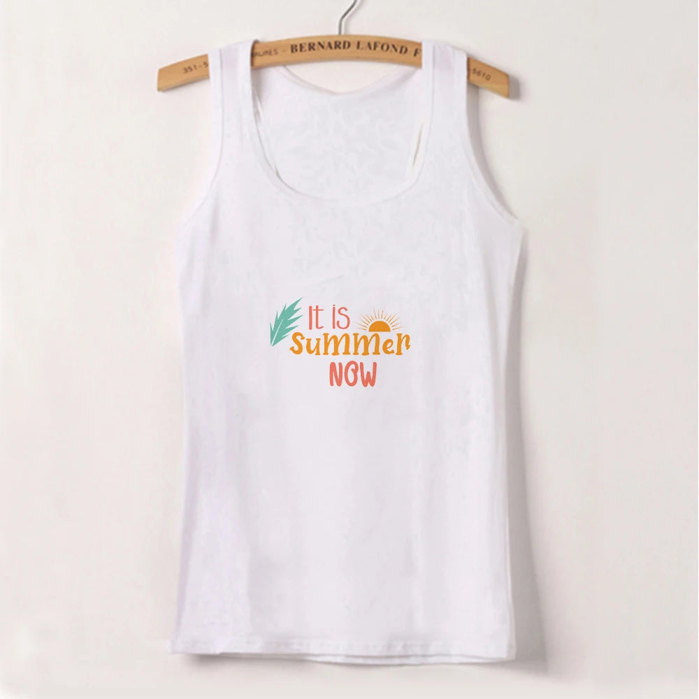 2024 Europe and the United States street new print season art text short sleeve women Y2K women's T-shirt vest halter Aviola
