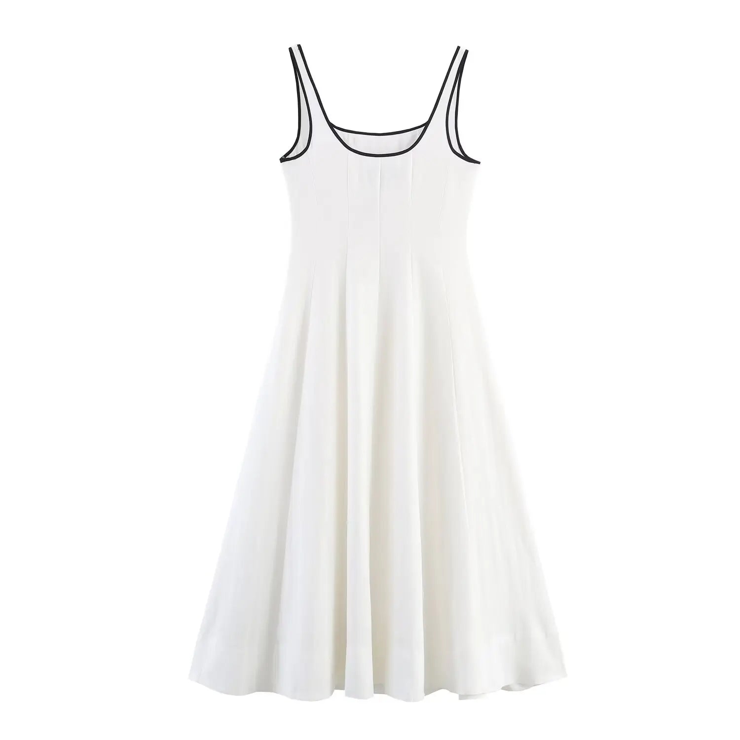 UNIZERA Contrast Edge Midi Dress 2025 Summer New Arrivals Women's Casual Loose Suspender Dress Aviola