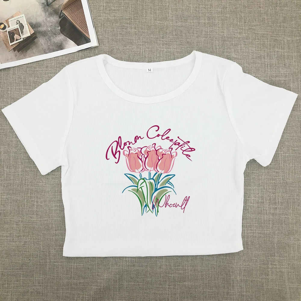Explosive Spice Girl style short T-shirt Women 2024 summer new loose crew neck short sleeve T-shirt student top cotton T-shirt Aviola