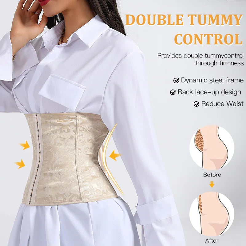 European Style Corset Shapewear Women with 3-Row Buckles Waist Trainer Bodice Slimming Bust Lifter Tight Fit Fashion Shaping Top Aviola