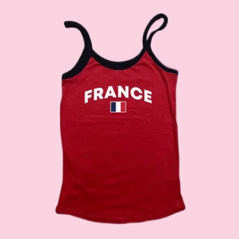 Y2K European and American Four Seasons New Product Women's Short sleeved Round Neck Casual Letter Printing Minimalist Tank Top Aviola