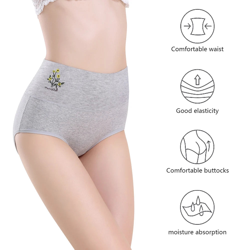 5 pcs/Lot High Waist Underwear Cotton Panties for Women Light Panty Culotte Femme Underpants M-XXL Girls Comfortable Briefs Aviola