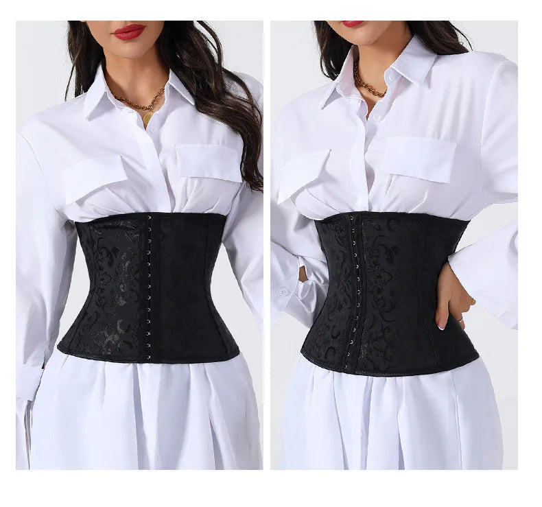 European Style Corset Shapewear Women with 3-Row Buckles Waist Trainer Bodice Slimming Bust Lifter Tight Fit Fashion Shaping Top Aviola