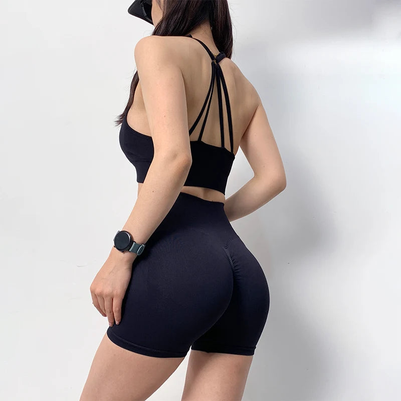 2 Pcs Yoga Sets Women High Waist Workout Outfits Gym Wear Gym Clothing Sports Suits Fitness Tracksuit Sportswear Shorts Suit Aviola