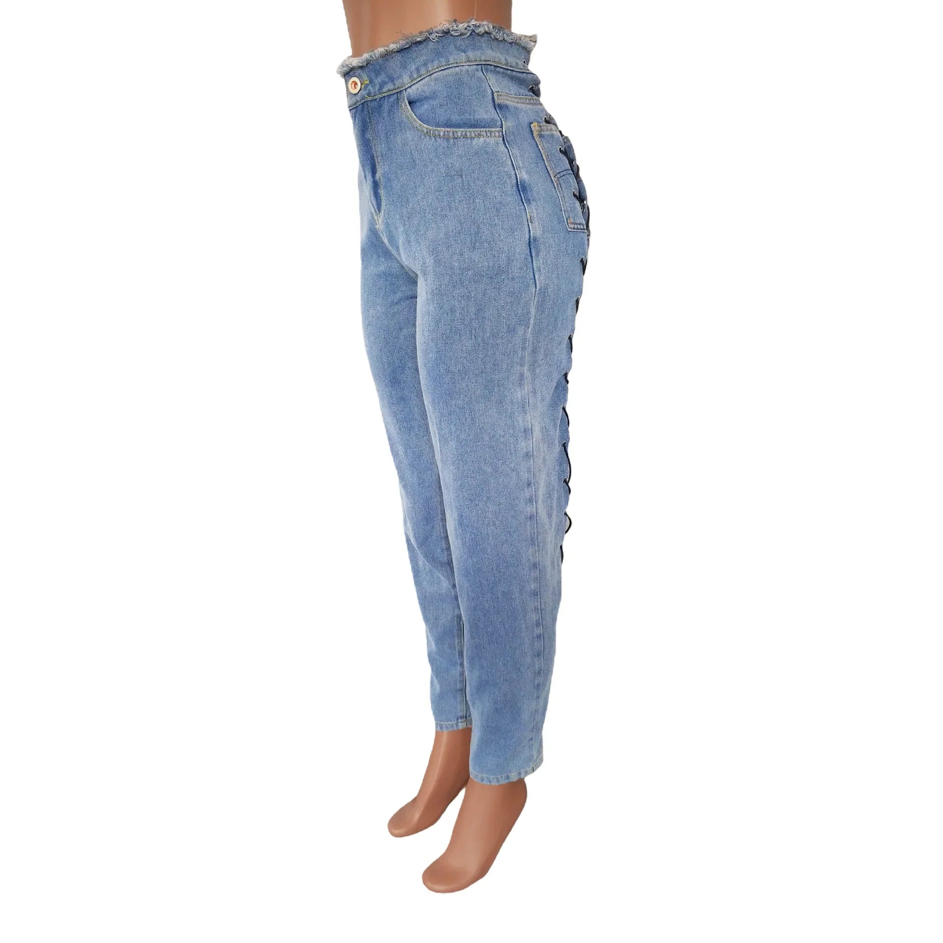 Ankle Length Jeans Hollow Spliced Sexy Jean Pencil Denim Pants Women Solid Washed Skinny Pockets High Waist Punk Style 2025 Aviola