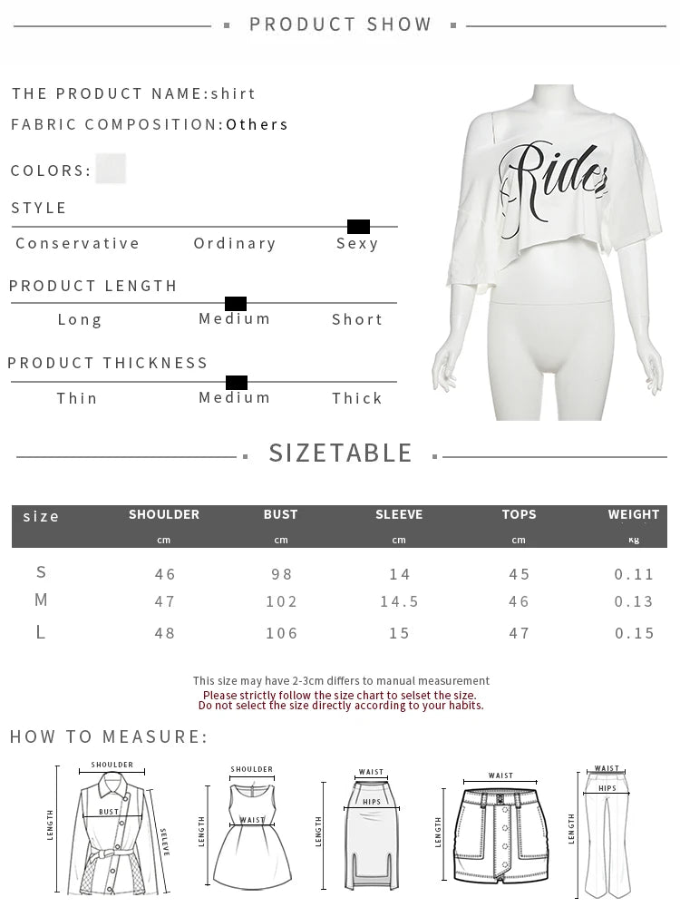 Nibber Classic Loose Letter Print Mini t-Shirt Women Summer Trend Biased Collar Versatile Street Skinny Simple Party Daily Tops Aviola
